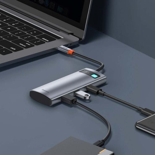 Baseus HUB Metal Gleam series 7-in-1 Multifunctional (Type-C į 2x USB 3.0, PD 100 W / HDMI 4K 30Hz / RJ45 1Gbps, Type-C