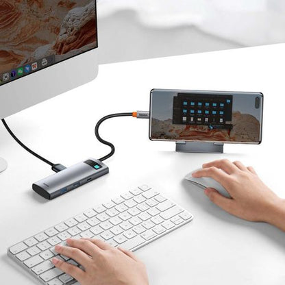 Baseus HUB Metal Gleam series 7-in-1 Multifunctional (Type-C į 2x USB 3.0, PD 100 W / HDMI 4K 30Hz / RJ45 1Gbps, Type-C