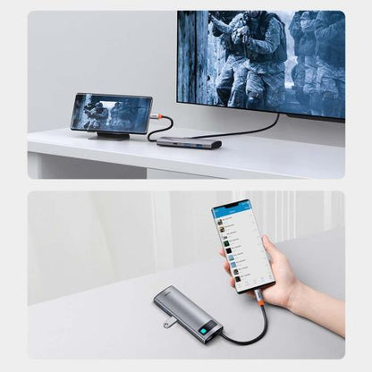 Baseus HUB Metal Gleam series 7-in-1 Multifunctional (Type-C į 2x USB 3.0, PD 100 W / HDMI 4K 30Hz / RJ45 1Gbps, Type-C