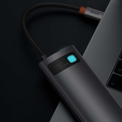Baseus HUB Metal Gleam series 7-in-1 Multifunctional (Type-C į 2x USB 3.0, PD 100 W / HDMI 4K 30Hz / RJ45 1Gbps, Type-C