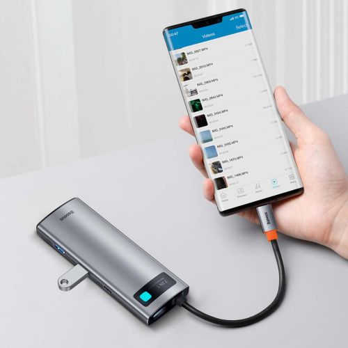 Baseus HUB Metal Gleam series 7-in-1 Multifunctional (Type-C į 2x USB 3.0, PD 100 W / HDMI 4K 30Hz / RJ45 1Gbps, Type-C