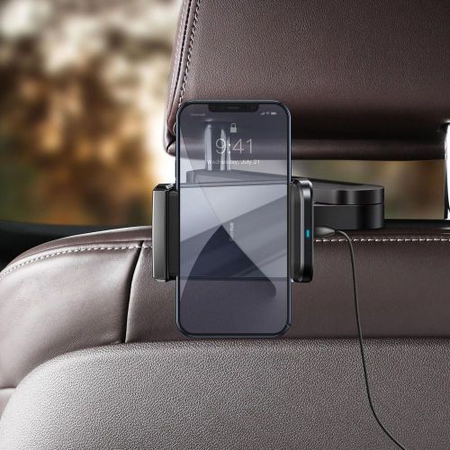 Baseus automobilinis laikiklis belaidis įkroviklis Energy Storage Backseat telefono laikiklis 15 W (WXHZ-01), juoda spalva