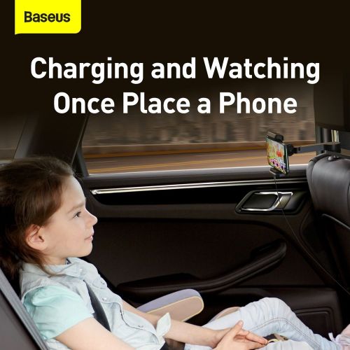 Baseus automobilinis laikiklis belaidis įkroviklis Energy Storage Backseat telefono laikiklis 15 W (WXHZ-01), juoda spalva