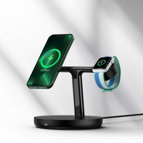 Baseus belaidis įkroviklis Swan stovas 3-in-1 magnetinis įkroviklis su TypeC laidas 15 W, 1m (WXTE000101), juoda spalva