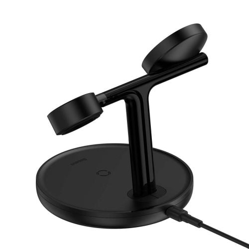Baseus belaidis įkroviklis Swan stovas 3-in-1 magnetinis įkroviklis su TypeC laidas 15 W, 1m (WXTE000101), juoda spalva
