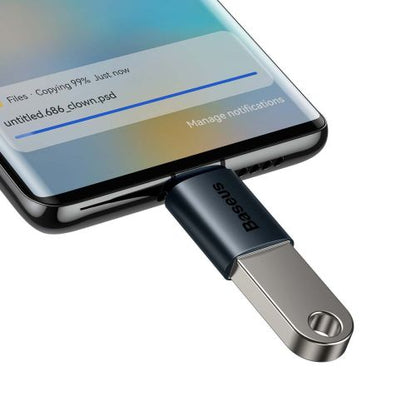 Baseus keitiklis Ingenuity Series Mini OTG Adaptor USB-A 3.1 Female į Type-C Male (ZJJQ000003), mėlyna spalva