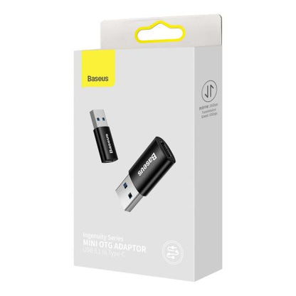 Baseus keitiklis Ingenuity Series Mini OTG Adaptor USB-A 3.1 Male į Type-C Female (ZJJQ000101), juoda spalva