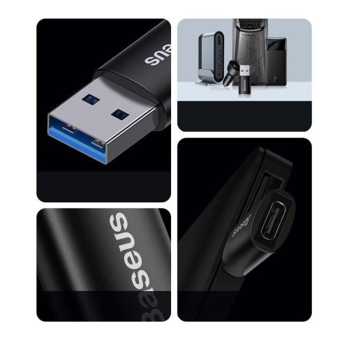 Baseus keitiklis Ingenuity Series Mini OTG Adaptor USB-A 3.1 Male į Type-C Female (ZJJQ000101), juoda spalva