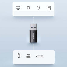 Baseus keitiklis Ingenuity Series Mini OTG Adaptor USB-A 3.1 Male į Type-C Female (ZJJQ000101), juoda spalva
