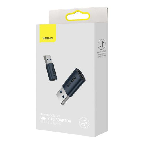 Baseus keitiklis Ingenuity Series Mini OTG Adaptor USB-A 3.1 Male į Type-C Female (ZJJQ000103), mėlyna spalva
