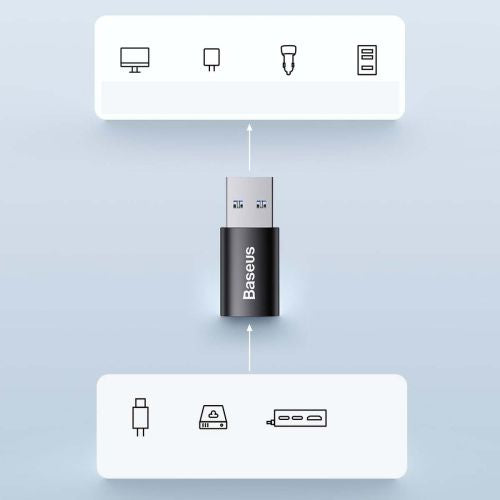 Baseus keitiklis Ingenuity Series Mini OTG Adaptor USB-A 3.1 Male į Type-C Female (ZJJQ000103), mėlyna spalva