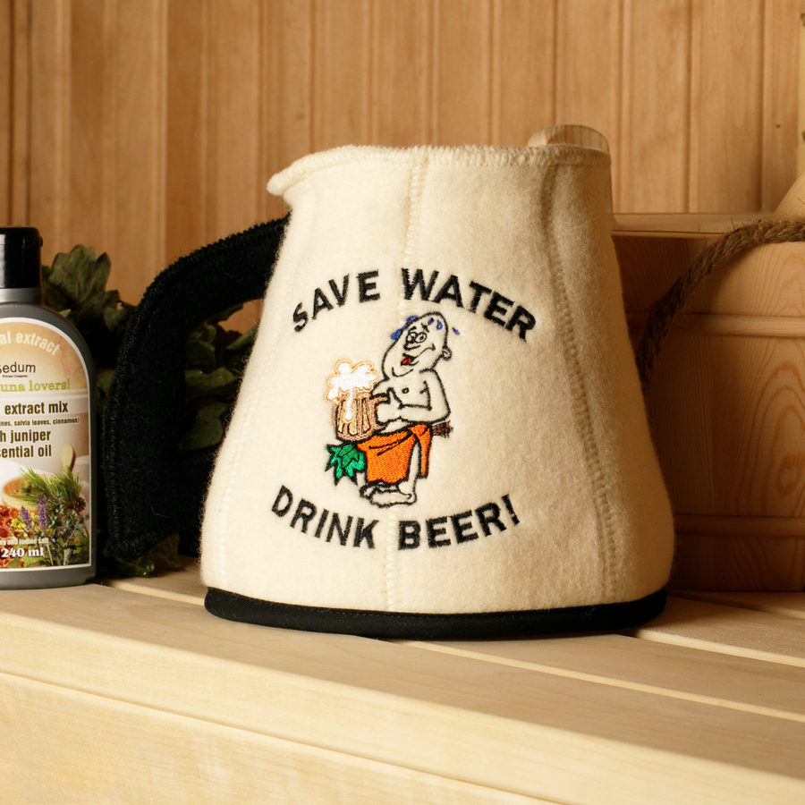 Wool Sauna Hat - Save Water Drink Beer | Funny Sauna Gift