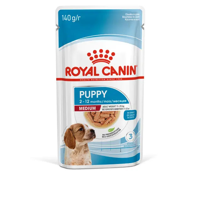 Royal Canin Puppy Medium Chunks in Gravy drėgnas pašaras - Vidutinių veislių šuniukams
