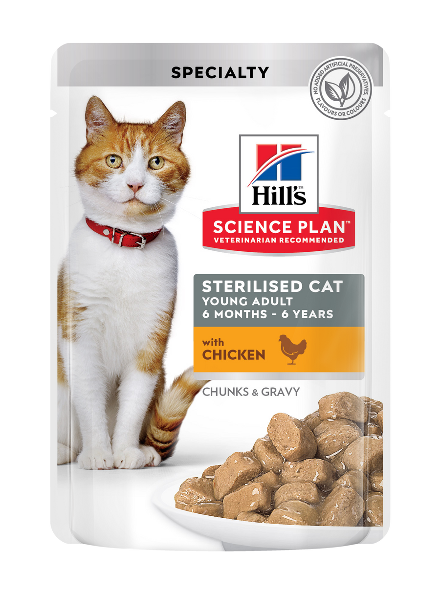 Hill's Science Plan sterilizuotoms suaugusioms katėms su vištiena 12x85 g guliašai