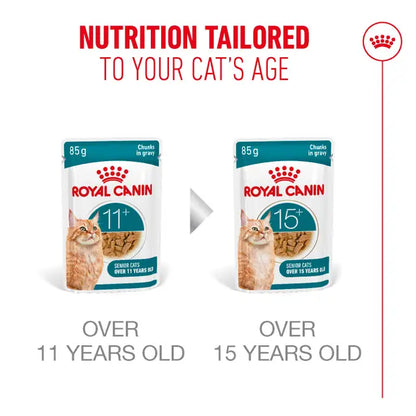 ROYAL CANIN Ageing 11+ Gravy - Drėgnas Pašaras Vyresnėms Katėms 12x85g