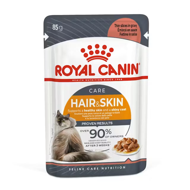 ROYAL CANIN Hair & Skin Care Gravy - Drėgnas Pašaras Suaugusioms Katėms 12x85g