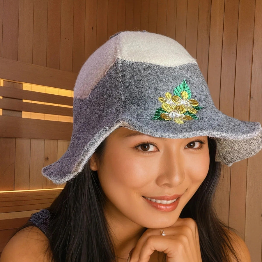 Sauna Hat 'Flowers' 100% Wool