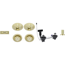 Waste fitting set 2x3,5'' InFino Pop Up Control Satin Gold, double bowl