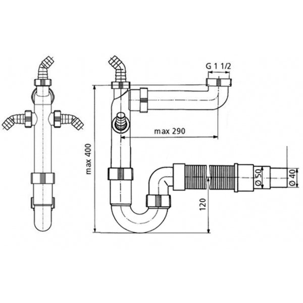 Odor trap special 1.5'' x 50 mm (outlet Ø50 mm)