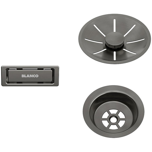 InFino Set: outlet/overflow Satin Dark Steel, single bowl