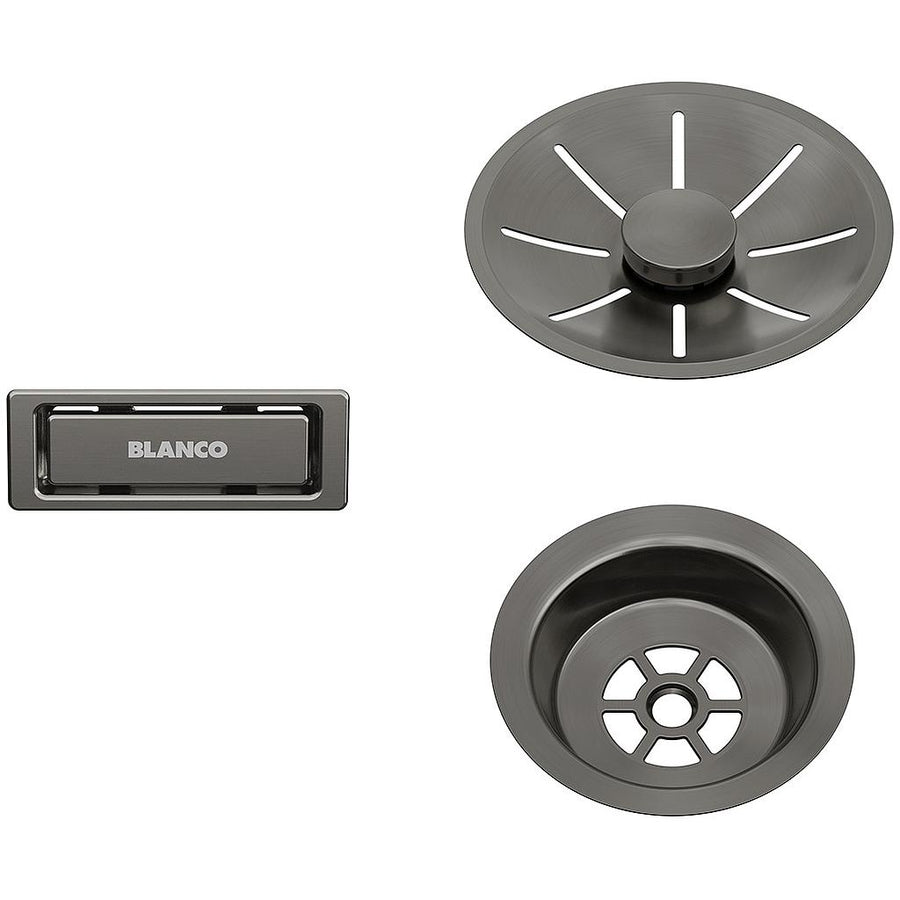 InFino Set: outlet/overflow Satin Dark Steel, single bowl