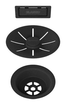 InFino Set: outlet/overflow black, single bowl Black Edition