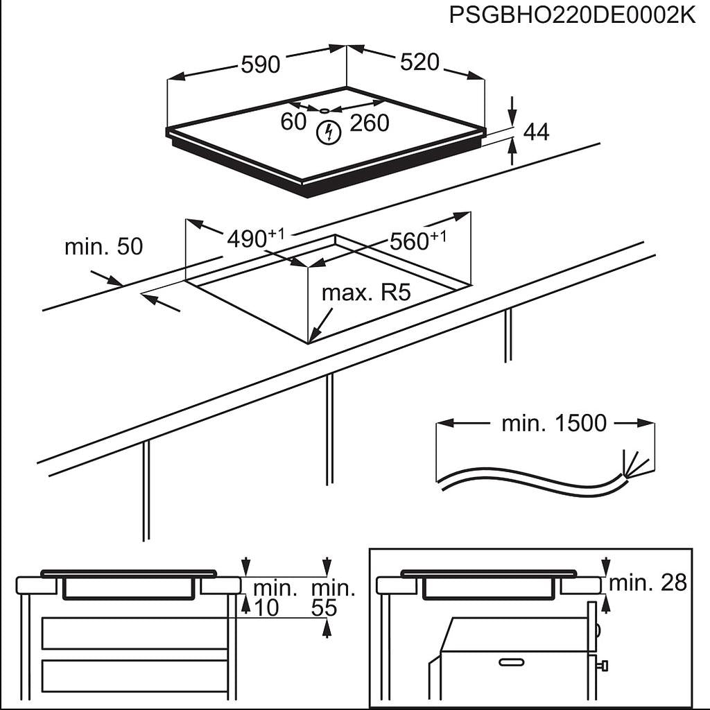 AEG TO64IM00FB indukcinė kaitlentė 6000 MultiBridge, 60 cm
