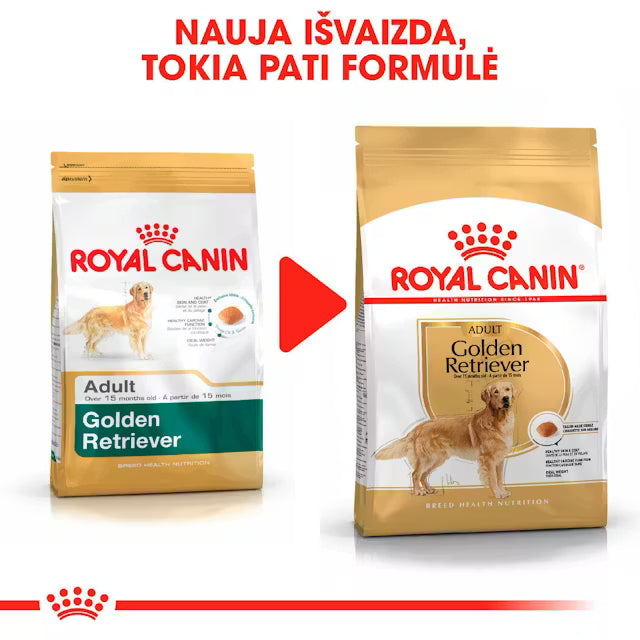 Royal Canin Golden Retriever Adult šunų maistas 12 kg - specialiai subalansuotas maistas suaugusiems auksinių retriverių