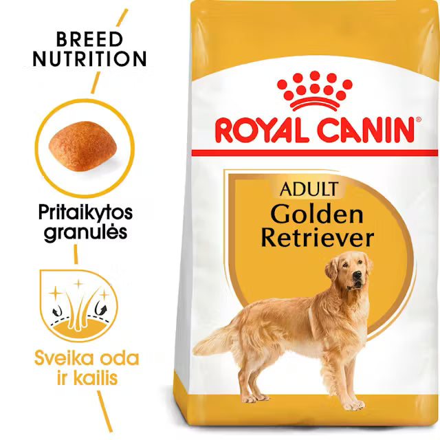 Royal Canin Golden Retriever Adult šunų maistas 12 kg - specialiai subalansuotas maistas suaugusiems auksinių retriverių