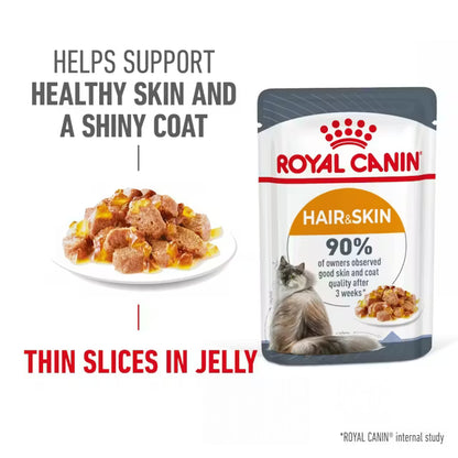 ROYAL CANIN Hair &amp; Skin Care Jelly - Wet Food for Adult Cats 12x85g