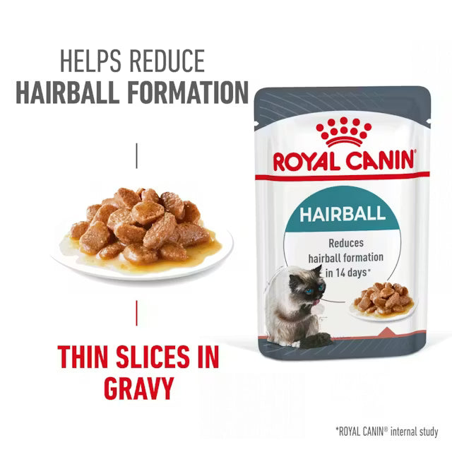 ROYAL CANIN Hairball Care Gravy - Drėgnas Pašaras Suaugusioms Katėms 12x85g