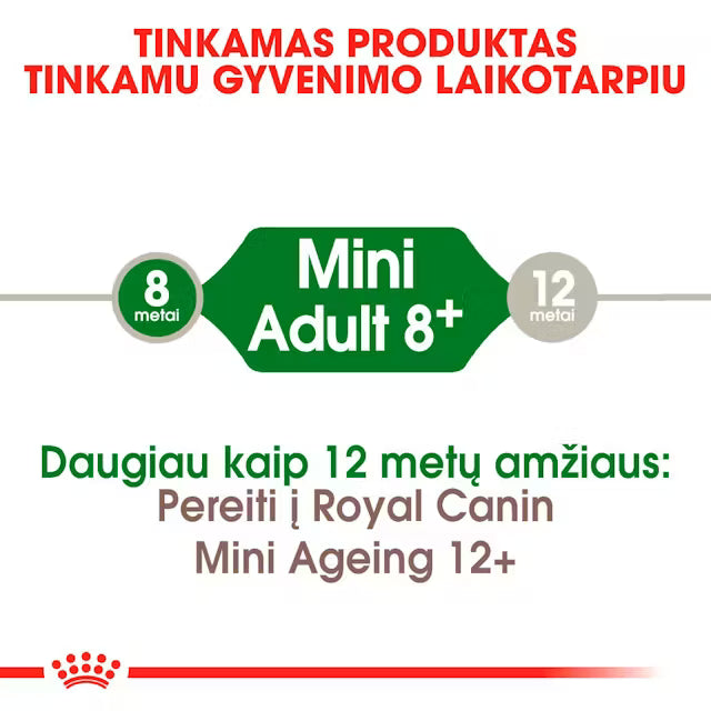 Royal Canin Mini Adult 8+ sausas pašaras šuniui - Subrendusiems mažų veislių šunims