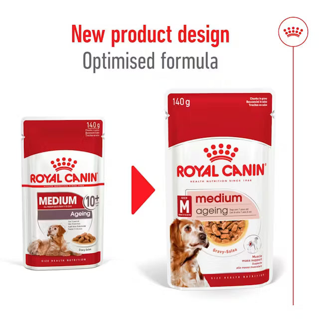 Royal Canin SHN Medium Ageing 10+ In Gravy - Drėgnas Pašaras Vidutinių Veislių Vyresnio Amžiaus Šunims 10x140g