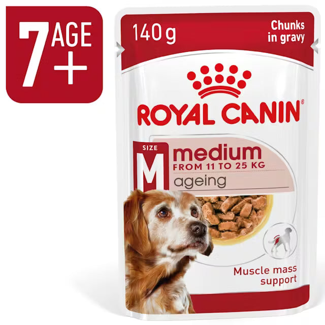 Royal Canin SHN Medium Ageing 10+ In Gravy - Drėgnas Pašaras Vidutinių Veislių Vyresnio Amžiaus Šunims 10x140g