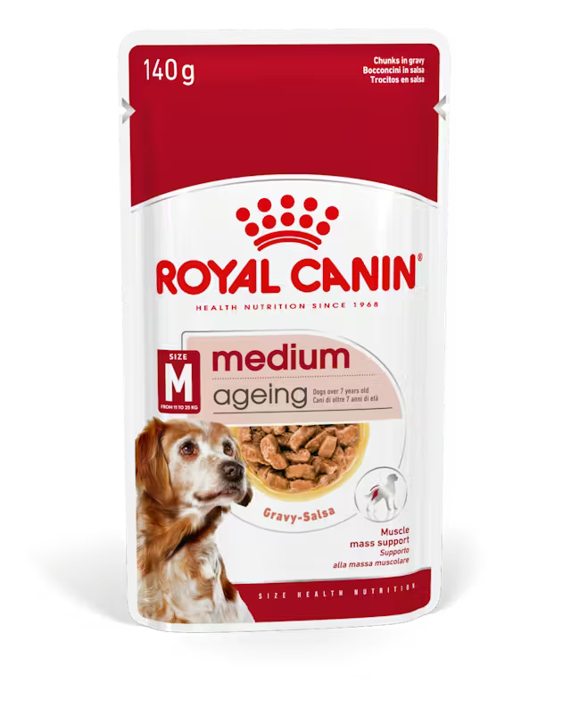Royal Canin SHN Medium Ageing 10+ In Gravy - Drėgnas Pašaras Vidutinių Veislių Vyresnio Amžiaus Šunims 10x140g