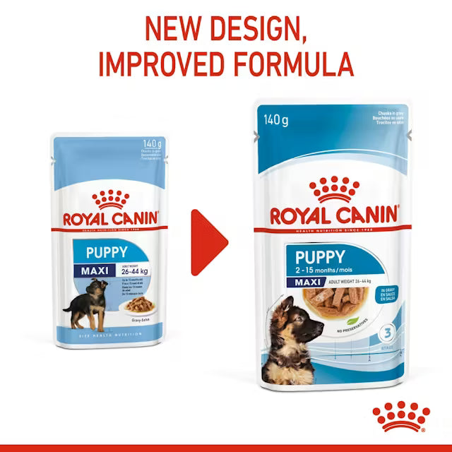 ROYAL CANIN Maxi Puppy Chunks In Gravy - Drėgnas Pašaras Dideliems Šuniukams 10x140g