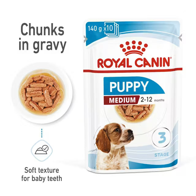 Royal Canin Puppy Medium Chunks in Gravy drėgnas pašaras - Vidutinių veislių šuniukams