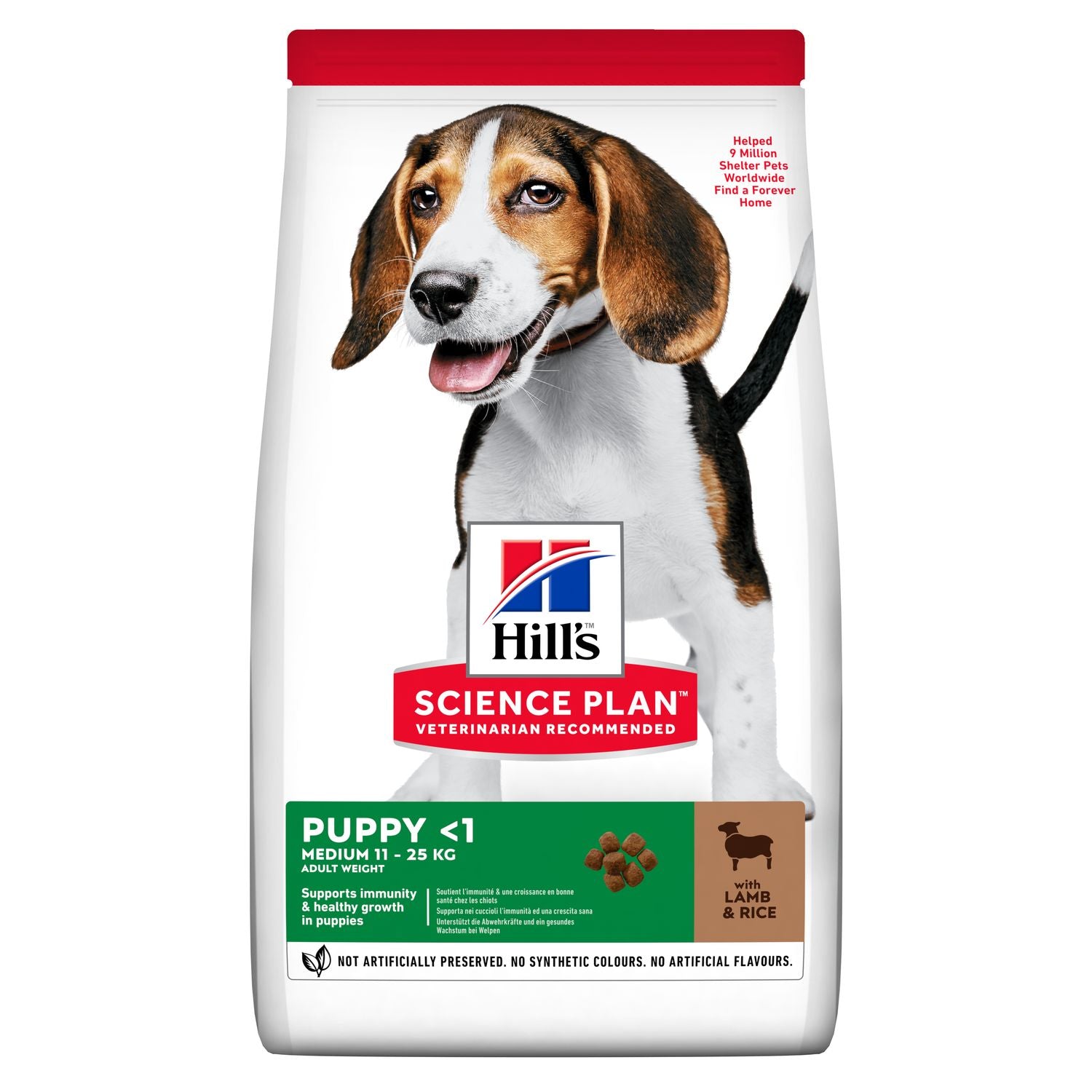 Hill's Science Plan Medium Puppy sausas šuniukų maistas su ėriena ir ryžiais, 2,5 kg