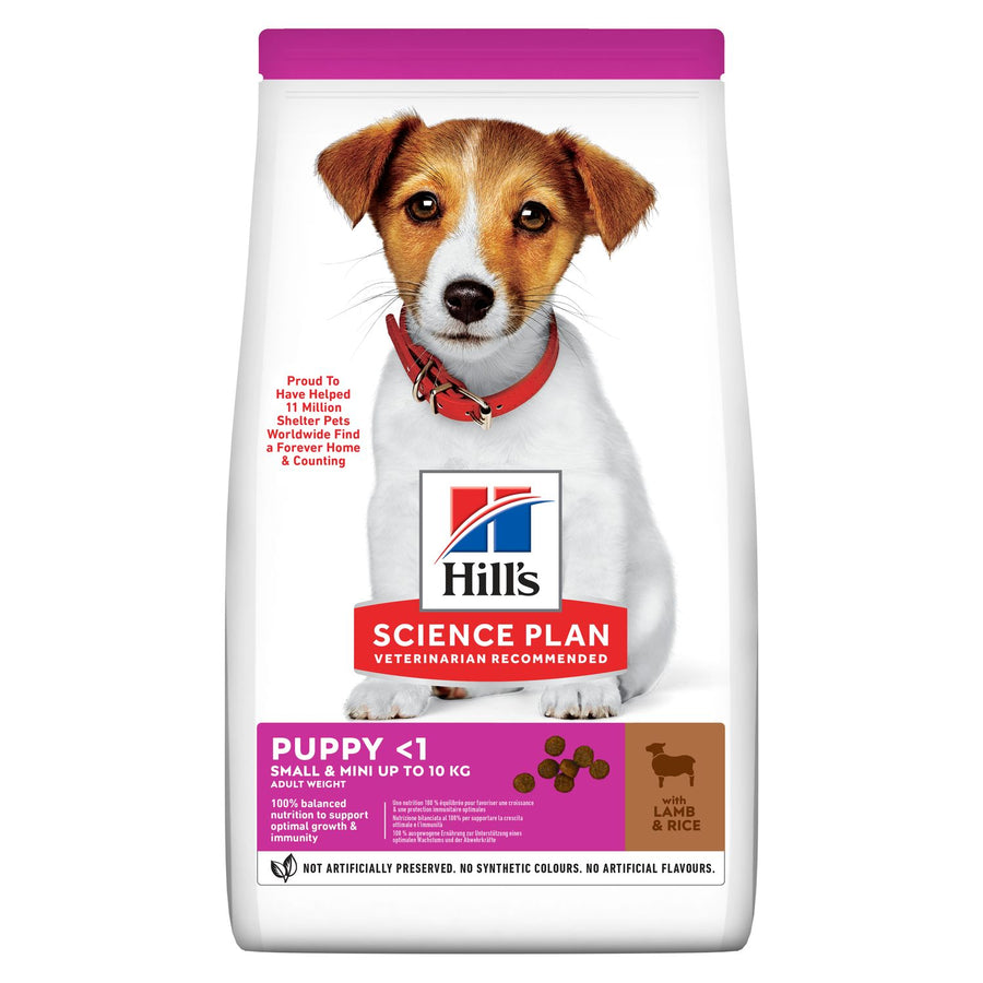 Hill's Science Plan Small & Mini Puppy sausas šuniukų maistas su ėriena ir ryžiais, 1,5 kg