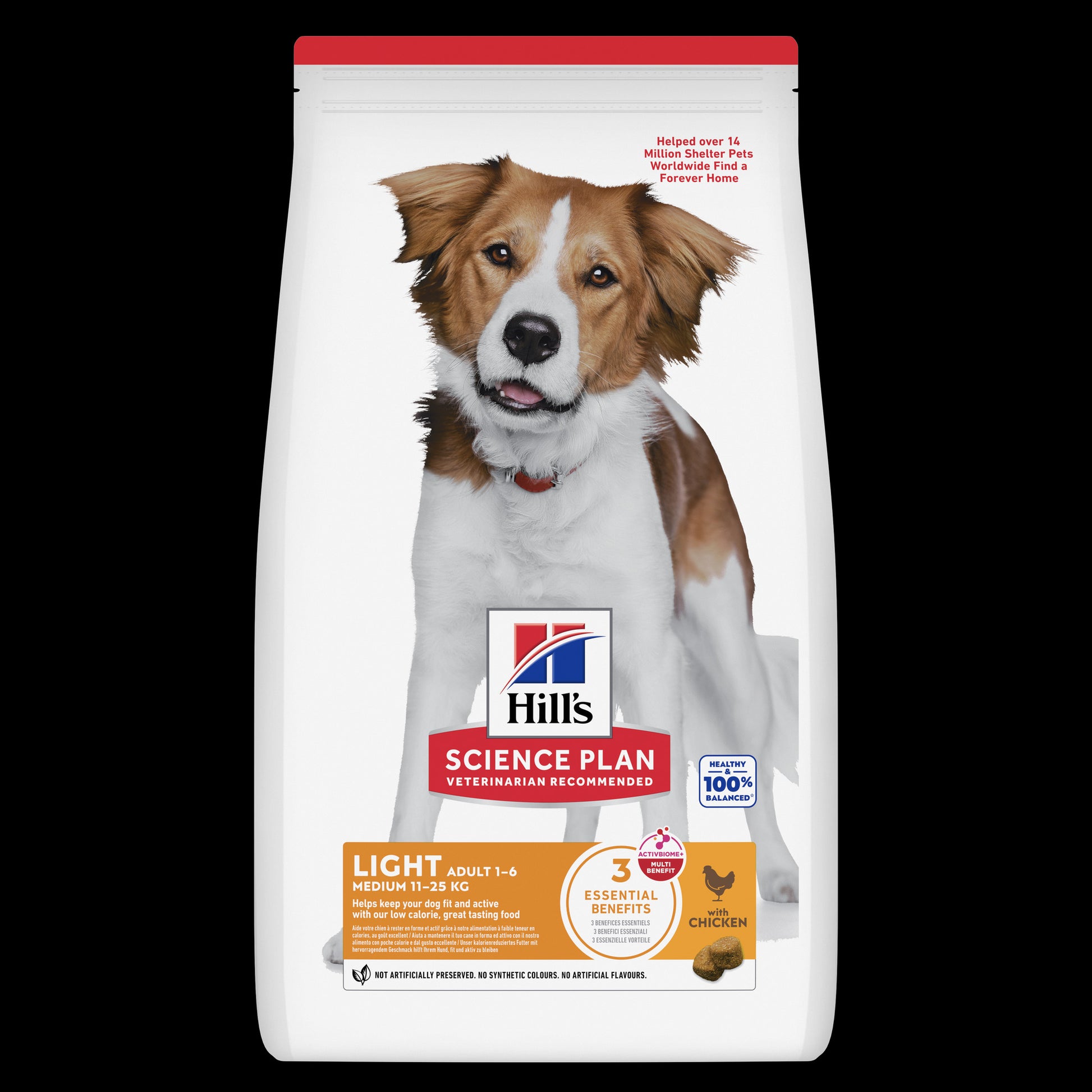 Hill's Science Plan Light Medium Adult sausas šunų maistas su vištiena, 14 kg