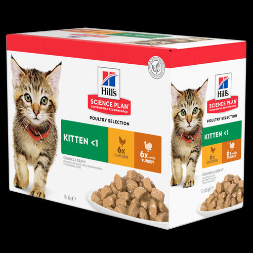 Hill's Science Plan Kitten multipakuotė su vištiena ir kalakutiena, 12 × 85 g